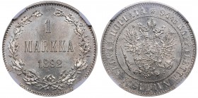 Russia - Grand Duchy of Finland 1 markka 1892 L - Alexander III (1881-1894) NGC MS 63
Mint luster. Rare condition. Bitkin# 231.