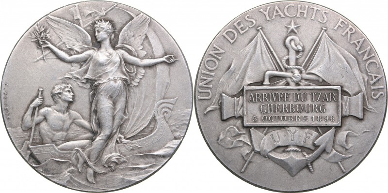 Russia - France medal Union of French Yachts, arrival of the tsar in Cherbourg, ...