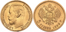 Russia 5 roubles 1899 ФЗ - Nicholas II (1894-1917)
4.28 g. XF/AU Mint luster. Bitkin# 24.