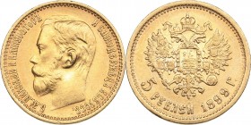 Russia 5 roubles 1899 ФЗ - Nicholas II (1894-1917)
4.30 g. XF/AU Mint luster. Bitkin# 24.