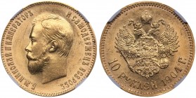 Russia 10 roubles 1904 АР - Nicholas II (1894-1917) NGC MS 62
Mint luster. Very rare condition. Bitkin# 12.