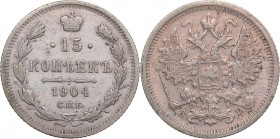 Russia 15 kopeks 1904 СПБ-АР - Nicholas II (1894-1917)
2,68 g. VF/XF Bitkin# 130.