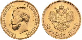 Russia 10 roubles 1909 ЭБ - Nicholas II (1894-1917)
8.61 g. XF/AU Mint luster. Bitkin# 14 R. Rare!
