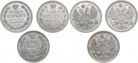 Russia 20 kopecks 1911-1916 - Nicholas II (1894-1917) (3)
1911, 1912, 1916. Mint luster.