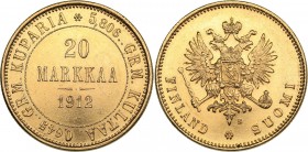 Russia - Grand Duchy of Finland 20 markkaa 1912 S - Nicholas II (1894-1917)
6.47 g. AU/UNC Mint luster. Bitkin# 390. Gold.