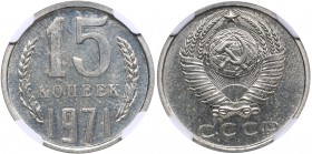 Russia - USSR 15 kopecks 1971 NGC MS 64
Mint luster. Rare condition! Rare!