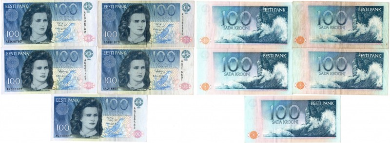 Estonia 100 krooni 1991-1992 (11)
Various series and condition. 11 pc = 1100 EE...