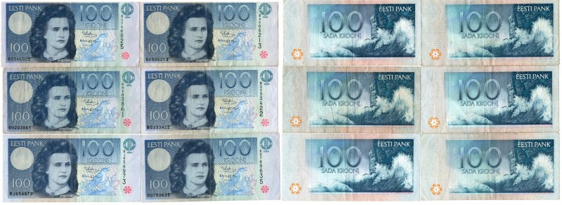 Estonia 100 krooni 1994 (10)
Various series and condition. 10 pc = 1000 EEK. So...