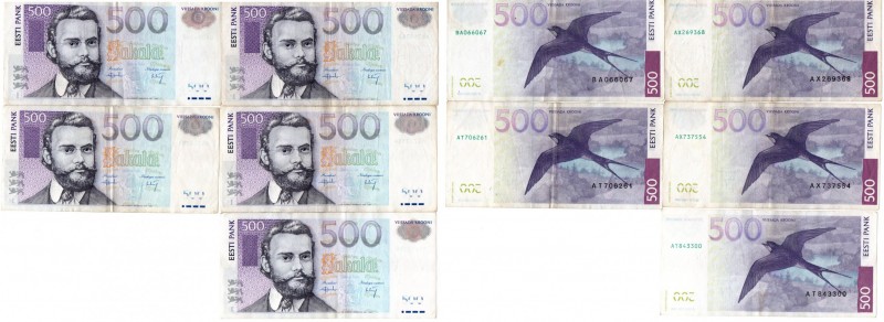 Estonia 500 krooni 2000 (5)
Various series and condition. 5 pc = 2500 EEK. Sold...