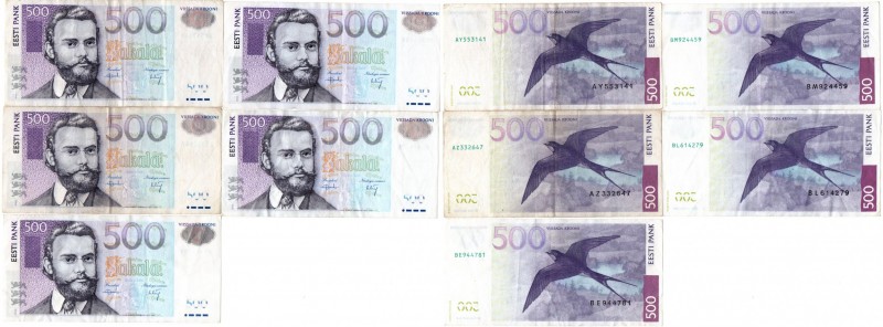 Estonia 500 krooni 2000 (5)
Various series and condition. 5 pc = 2500 EEK. Sold...