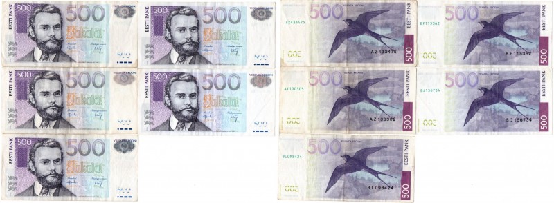 Estonia 500 krooni 2000 (5)
Various series and condition. 5 pc = 2500 EEK. Sold...