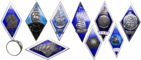 Russia - USSR Badges collection of maritime schools - Tallinn (8) Liepaja (1)
Liepaja Naval School (1); Tallinn Naval School (8) and the ring.