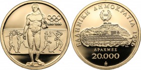 Additional lot: Greek 20 000 drachmas 1996 - Olympics
16.97 g. PROOF Box and certificate. Gold.