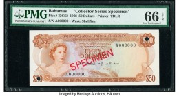 Bahamas Monetary Authority 50 Dollars 1968 Pick 32CS2 Collector Series Specimen PMG Gem Uncirculated 66 EPQ. 

HID09801242017

© 2020 Heritage Auction...