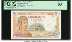 France Banque de France 50 Francs 20.10.1938 Pick 85b PCGS About New 53. 

HID09801242017

© 2020 Heritage Auctions | All Rights Reserved