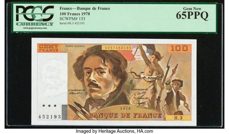France Banque de France 100 Francs 1978 Pick 153 PCGS Currency Gem New 65PPQ. 

...