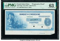 French Indochina Banque de l'Indo-Chine (100) Piastres ND (1945) Pick 78pp Progressive Proof PMG Choice Uncirculated 63. Two POCs and minor ink.

HID0...