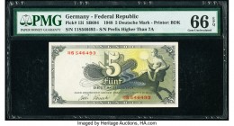 Germany Federal Republic Bank Deutscher Lander 5 Deutsche Mark 9.12.1948 Pick 13i PMG Gem Uncirculated 66 EPQ. 

HID09801242017

© 2020 Heritage Aucti...