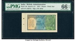 India Government of India 1 Rupee 1935 Pick 14b Jhun3.2.1A PMG Gem Uncirculated 66 EPQ. Note unaffected by issues in selvage.

HID09801242017

© 2020 ...