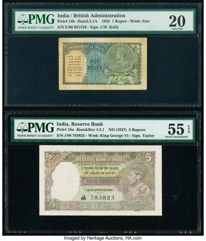 India Government of India; Government of India 1; 5 Rupees 1935; ND (1937) Pick ...