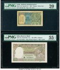 India Government of India; Government of India 1; 5 Rupees 1935; ND (1937) Pick 14b; 18a Two Examples PMG Very Fine 20; About Uncirculated 55 EPQ. Pic...