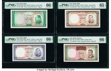 Iran Bank Melli 50; 10; 20 (2) Rials ND (1954); ND (1958) (2); ND (1965) Pick 66; 68; 69; 78b Four Examples PMG Gem Uncirculated 66 EPQ (3); Gem Uncir...