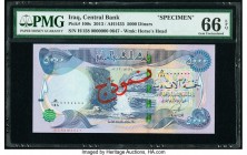 Iraq Central Bank of Iraq 5000 Dinars 2013 / AH1435 Pick 100s Specimen PMG Gem Uncirculated 66 EPQ. Red Specimen overprint.

HID09801242017

© 2020 He...