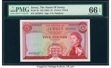 Jersey States of Jersey 5 Pounds ND (1963) Pick 9a PMG Gem Uncirculated 66 EPQ. 

HID09801242017

© 2020 Heritage Auctions | All Rights Reserved
