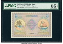Maldives Maldivian State Government 5 Rufiyaa 1947 / AH1367 Pick 4a PMG Gem Uncirculated 66 EPQ. 

HID09801242017

© 2020 Heritage Auctions | All Righ...