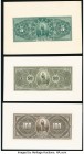 Mexico Banco De Oaxaca 5; 50; 100 Pesos 1903-07 Pick S371bp; S374bp; S375bp Three Back Proofs Crisp Uncirculated. Mounted on cardstock. 

HID098012420...