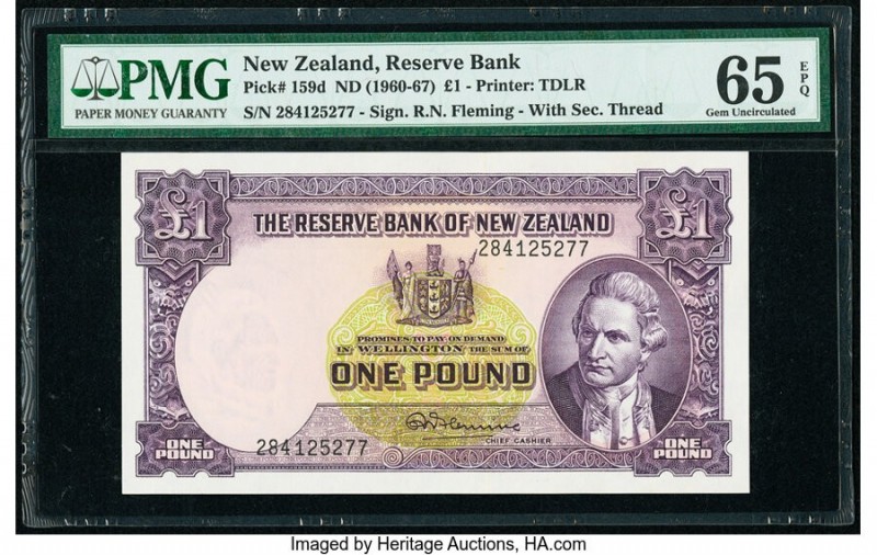New Zealand Reserve Bank of New Zealand 1 Pound ND (1960-67) Pick 159d PMG Gem U...