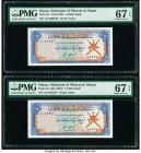 Oman Sultanate of Muscat and Oman 1/4 Rial Saidi ND (1970) Pick 2a Two Consecutive Examples PMG Superb Gem Unc 67 EPQ (2). 

HID09801242017

© 2020 He...