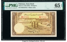 Pakistan State Bank of Pakistan 10 Rupees ND (1951) Pick 13 PMG Gem Uncirculated 65 EPQ. Staple holes at issue. 

HID09801242017

© 2020 Heritage Auct...