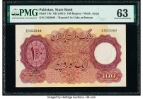 Pakistan State Bank of Pakistan 100 Rupees ND (1951) Pick 14b PMG Choice Uncirculated 63. Staple holes at issue and small tears. 

HID09801242017

© 2...
