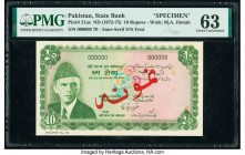Pakistan State Bank of Pakistan 10 Rupees ND (1972-75) Pick 21as Specimen PMG Choice Uncirculated 63. Minor stains. 

HID09801242017

© 2020 Heritage ...