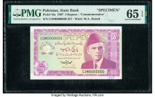 Pakistan State Bank of Pakistan 5 Rupees 1997 Pick 44s Commemorative Specimen PMG Gem Uncirculated 65 EPQ. Perforated cancelled. 

HID09801242017

© 2...