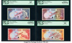 Samoa Central Bank of Samoa 2; 5; 10; 20 Tala ND (1985) Pick 25s; 26s; 27s; 28s 4 Specimen PCGS Gem New 65; Very Choice 64PPQ; Choice New 63PPQ; Very ...