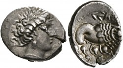 GALLIA. Massalia imitations. AR Drachma 2.88 g. Insubres, type Scorpio, around the end of the 3rd-2nd centuries BC. Obv/ Stylized head of Artemis to t...