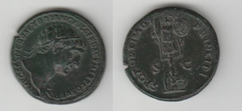 TRAJAN (98-117 AD) AE Dupondius 13.84 g. Rome 107 AD. Obv/ IMP CAES NERVAE TRAIA...