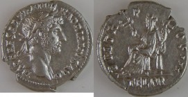HADRIAN (117-138 AD) AR Denarius Rome 124 AD 3.28 g. Obv/ IMP CAESAR TRAIAN HADRIANVS AVG Laureate head right. Rev/ PM TR P COS III, in exergue FEL P ...
