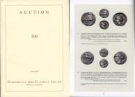 NUMISMATICA ARS CLASSICA. Auction no. 100 (2 vols.) Zurich 29/5/2017: Greek, Roman and Byzantine Coins. Editorial binding, pp. 262, nn. 734, ill
