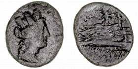 Monedas Antiguas
Fenicia
AE-21. Arados. (116/7 d.C.). Tiempos de Trajano. A/Cabeza torreada de la ciudad a der. R/Proa de nave con figura de Atenea ...