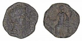 Monedas de la Hispania Antigua
Irippo, Zona de Sevilla
As. AE. (hacia 30 a.C.). A/Cabeza de Octavio a der., delante IRIPPO. R/Deidad sentada a izq.,...