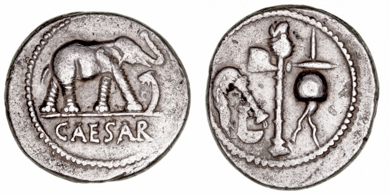 Monedas Pre-Imperiales
Julio César
Denario. AR. Galia. (54-51 a.C.). A/Elefant...