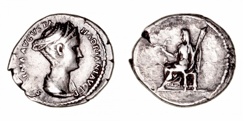 Imperio Romano
Sabina, esposa de Adriano
Denario. AR. Roma. A/Busto diademado ...