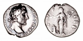 Imperio Romano
Antonino Pío
Denario. AR. (138-161). R/COS. IIII. Salud estante a la izq. 2.79g. RIC.220. Escasa. MBC-/BC.