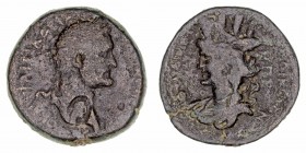 Imperio Romano
As. AE. Acuñación provincial. Resello de cabeza sobre el cuello. 11.14g. GIC.-. BC+.