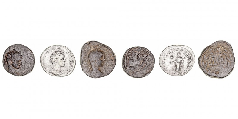 Imperio Romano
Heliogábalo
AR/AE. Lote de 3 monedas. Denario R/INVICTVS SACERD...