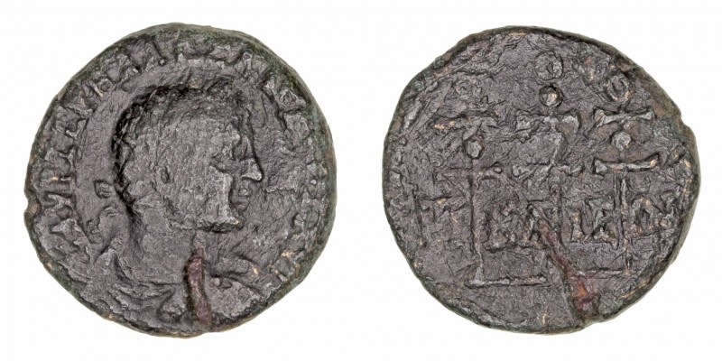 Imperio Romano
Alejandro Severo
AE-21. Bitinia, Nicea. A/Busto radiado del emp...