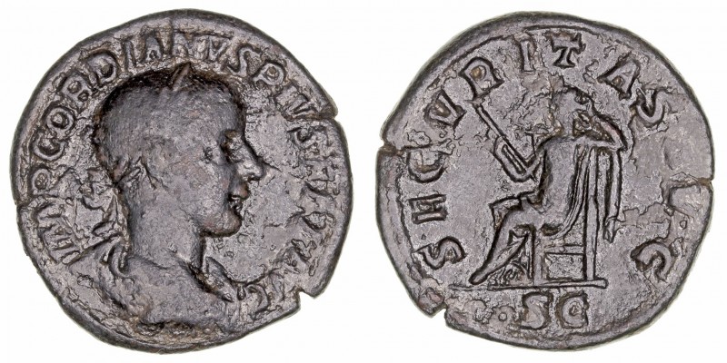 Imperio Romano
Gordiano III
Sestercio. AE. Roma. (238-244). A/IMP. GORDIANVS P...